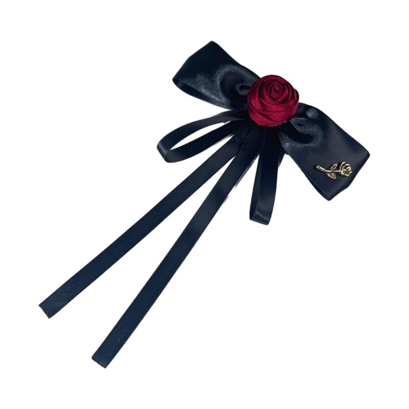 Vintage ริบบิ้นโบว์ Tie Camellia ปรับ Pins เครื่องประดับภาษาฝรั่งเศสคำเข็มกลัด Camellia Pins Elegant โลหะ Rose