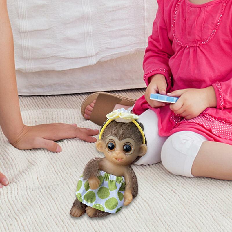 Realistic Silicone Monkey Toy para crianças, macio, impermeável, olhos grandes, decoração para casa, presentes para crianças, meninas, meninos, crianças, 6"