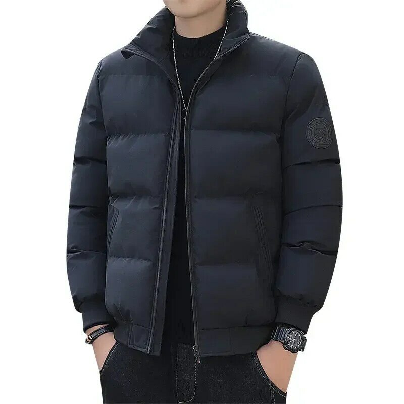 Мужская стеганая куртка 2021 зимняя трендовая короткая стеганая Мужская куртка с логотипом головы тигра Толстая Повседневная стеганая куртка мужские парки