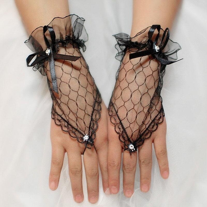 Seksowna damska koronka nadgarstek bez palców wieczór weselny przyjęcie ślubne wesele