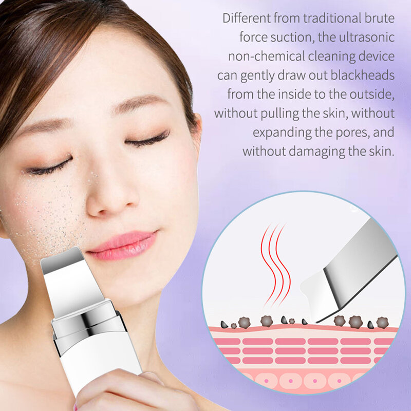 Ultrasone Huid Scrubber Facial Spatel Comedondrukker Deep Gezicht Reiniging Lift Machine Peeling Schop Porie Schoner