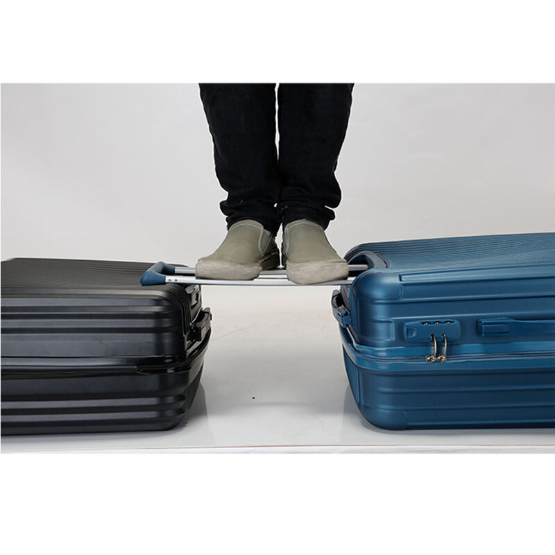 Maleta de viaje para hombre y mujer, equipaje de 20 pulgadas con carrito, Material supercompresivo ABS + PC, color azul oscuro/rosa/blanco