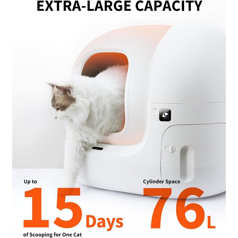 Petkit puremax self cleaning cat litter box, automatic app control smart litter box with 76l x-large space, xsecure integrated s
