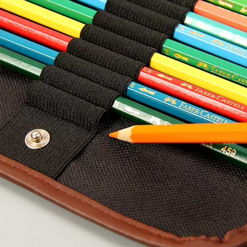 36/48 kantung pensil rol lubang, kantong klip kapasitas besar penyimpanan sederhana perlengkapan alat tulis kantong pensil