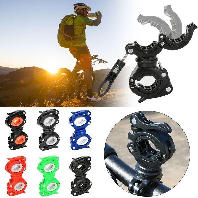 6 Colors Handlebar Bracket Bicycle Accessories 360 Degree Rotary Ultralight Flashlight Lamp Holder Plastic Outdoor Cycling Clip