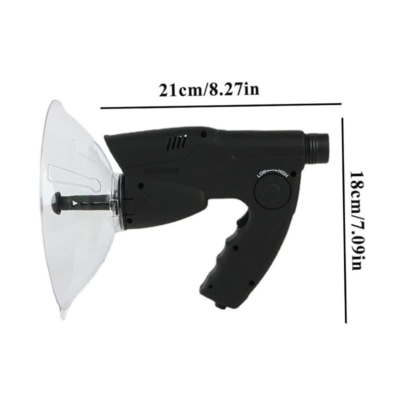 Parabolic Dish Directional Microphone Clear Sight Long Distance Hearing Compact Size Wonderful Gifts black