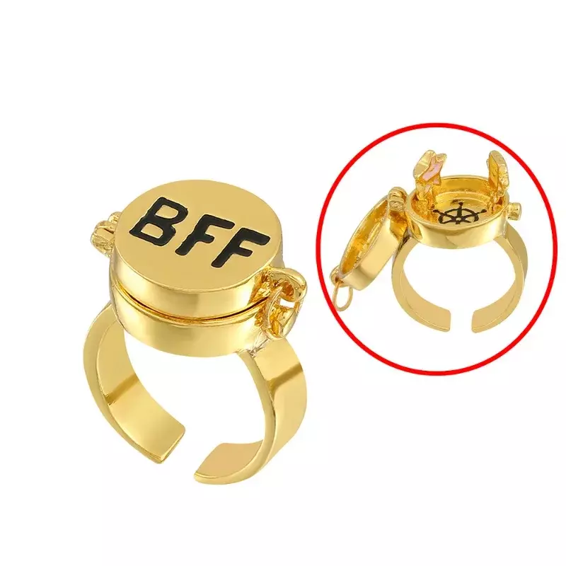 Anillo de Bob Esponja BFF, mejores amigos, accesorios de joyería, estrella de dibujos animados, anillo abierto Chapado en cobre creativo para siempre, regalo de Bestie
