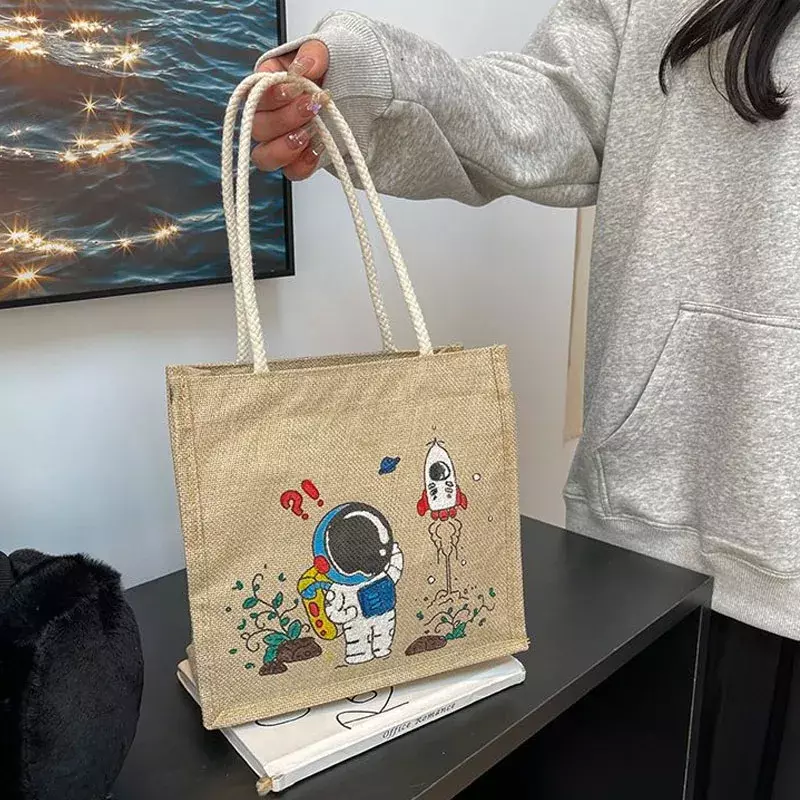 1pc zufällige DIY kreative Graffiti Handtasche mit Aquarell farbe und Pinsel Kinder Leinen Gekritzel Tasche hausgemachte Einkaufstasche Bastel tasche