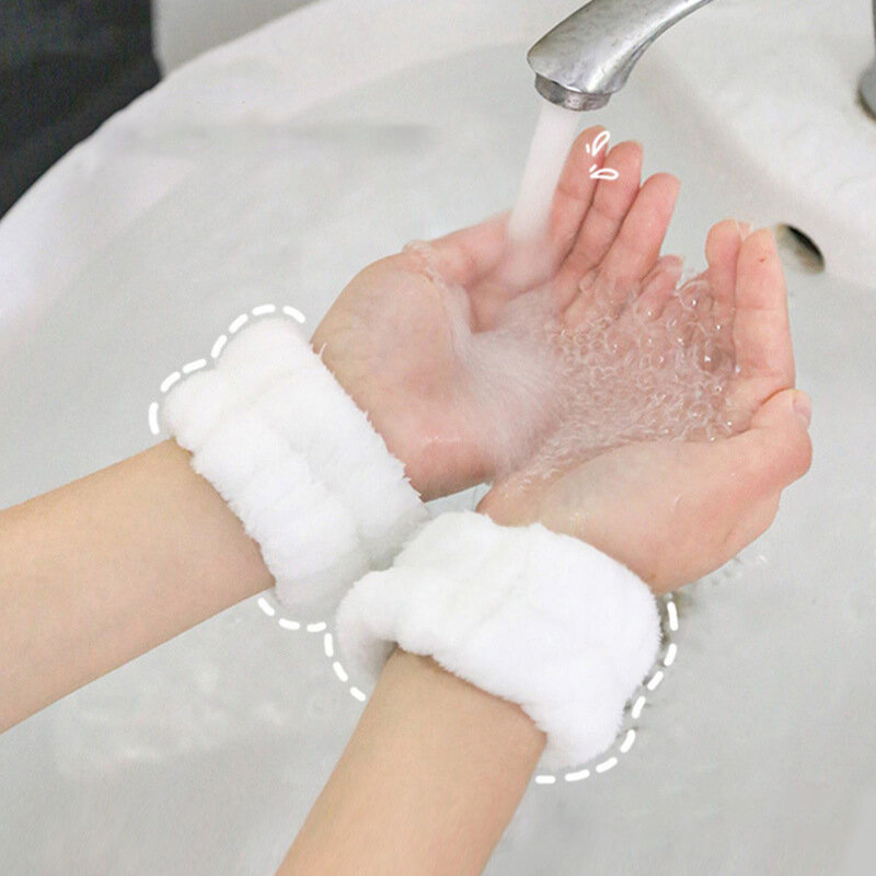 Manga à prova de umidade Wrist Guard Band, Suor Limpando Hairband, Absorver Water Band, Lavar o rosto, 1 par