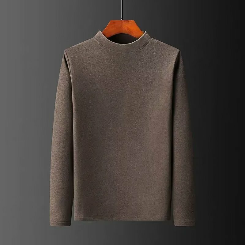 2022 Autumn New Men's Fashion Thickened Warm  Fit High Neck Top with Double Fleece Bottom for Men's Casual Warm Underwear