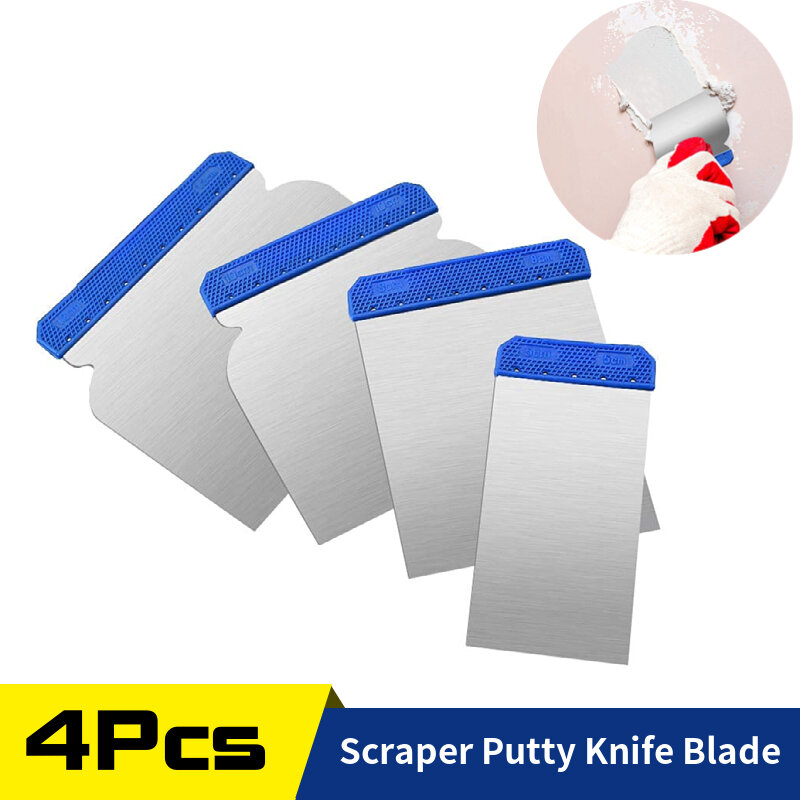 4pcs/lot Scraper Putty Knife Blade Painting Tools Hand Plastering Cleaning Blade Shovel for Wallpaper/Decals/Drywall Finishing