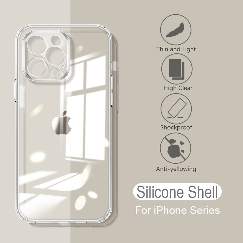 Ultra cienki silikonowy miękki futerał do iPhone 14 13 12 Mini 11 Pro XS Max X XR SE 2022 2020 7 8 6S 6 Plus 5 5S wyczyść tylna okładka Slim