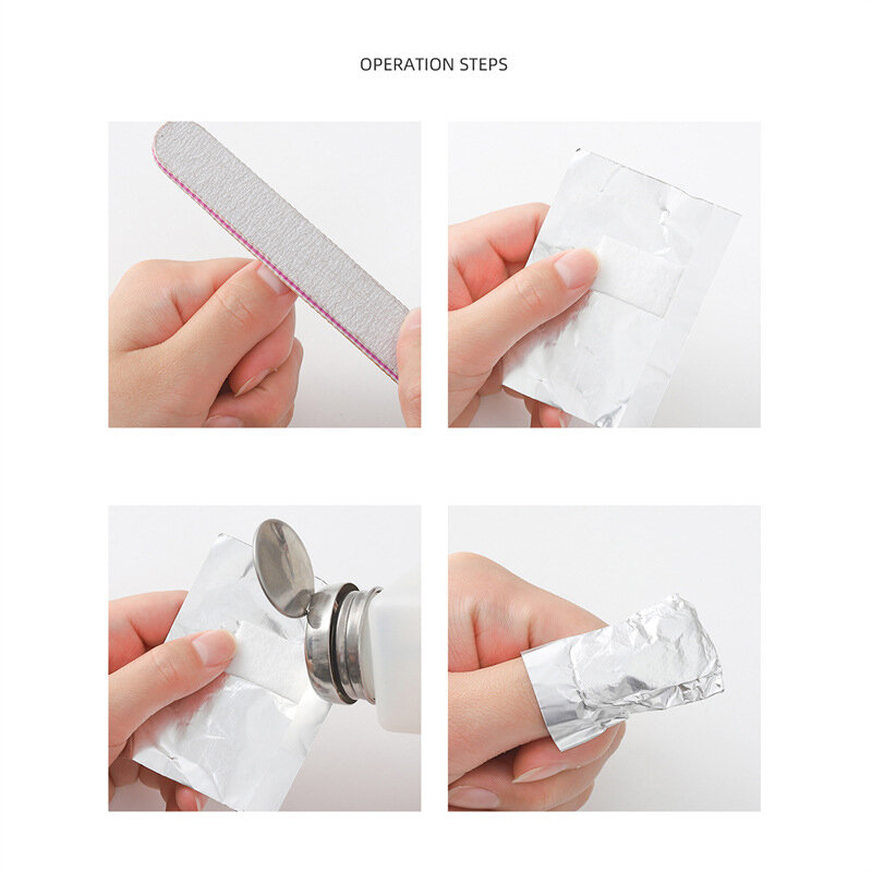 100Pcs Bag Aluminium Foil Nail Art Soak Off Polish Nail Removal Wraps Towel Gel  Remover Manicure Tool