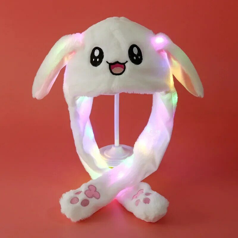 Sombrero de Pokemon con orejas móviles, Pikachu luminoso/sin luz, felpa, encantador, divertido, orejas de conejo, juguete, niñas, regalos de navidad