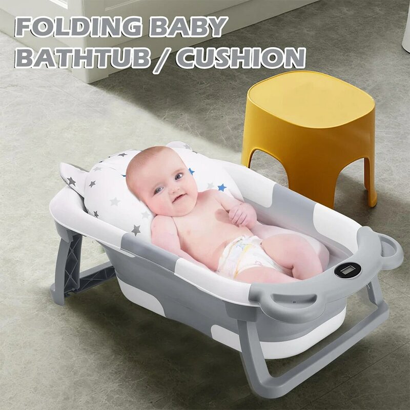 Banheira dobrável que economiza espaço do bebê, almofada do banho do bebê, inteligente, fácil armazenamento, macia
