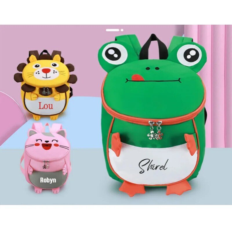 Personalized Name New Cartoon Stereoscopic Design Kindergarten Embroidery Name Backpack with Anti Tripping Strap