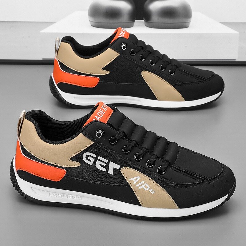 2024Brand Men's Sneakers Fashion Leather CasualShoes Lightweight RunningShoes Comfortable Walking Shoe Platform Vulcanized Shoes