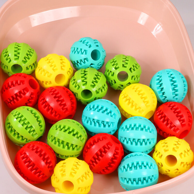 Pelota de juguete de silicona para mascotas, juguete interactivo resistente a las mordeduras para perros pequeños, bola elástica para limpieza de dientes, productos para mascotas, 5/6/7cm