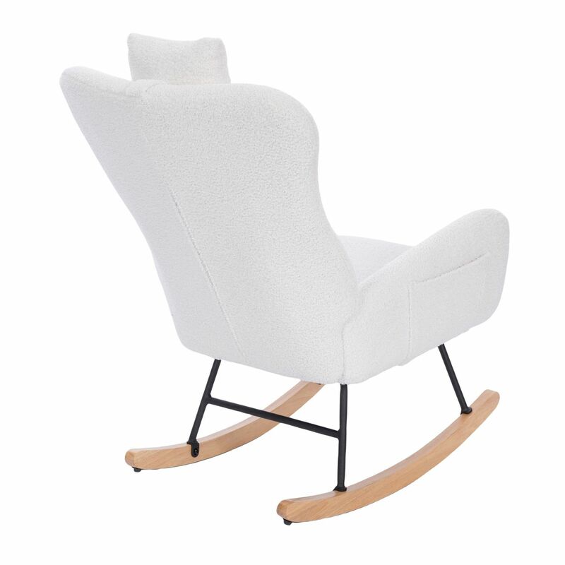 Белое мягкое кресло-качалка для детской комнаты-уютная и стильная мебель для гостиной и спальни