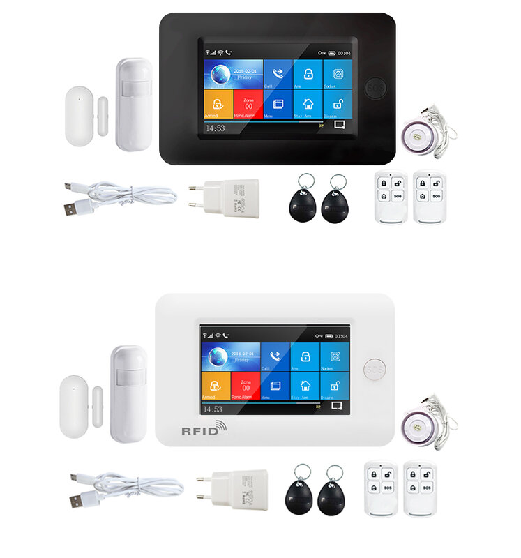 4.3inch Smart alarm system home security Touch Screen Panel WiFi GSM Wireless Burglar Alarm 2G