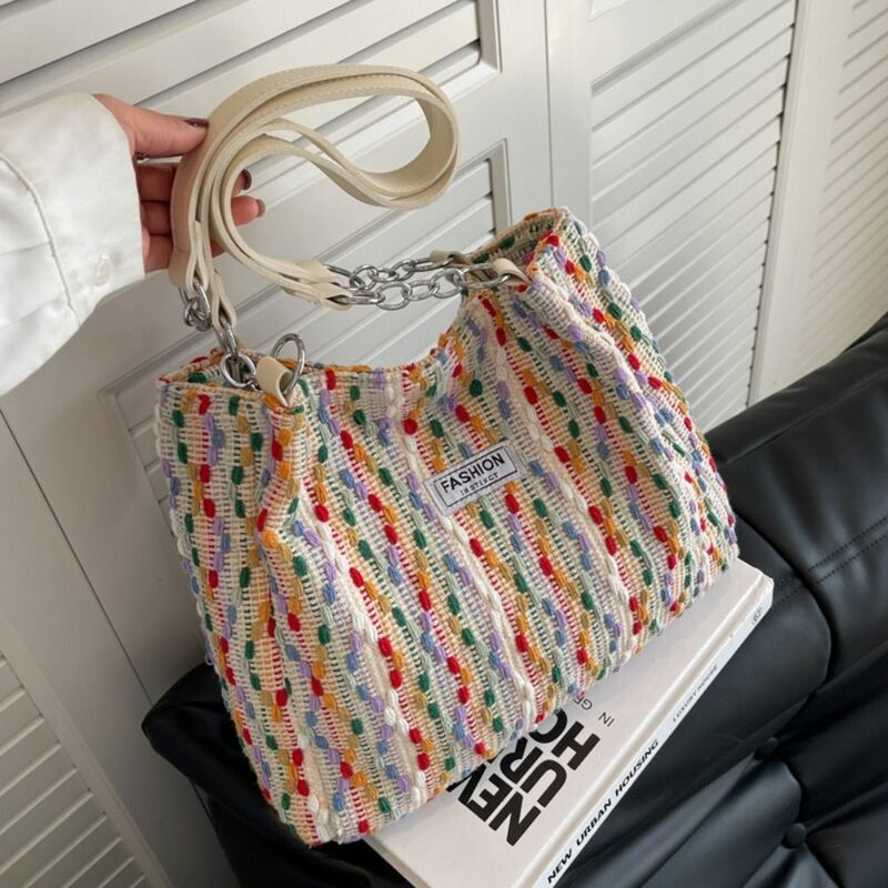 Soft Single Shoulder Bag High Quality Fashion Large Capacity Handbag Durable Buckle Knitted Bag Ladies