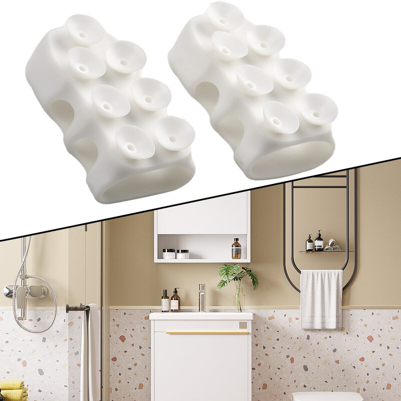 Soporte móvil de silicona para cabezal de ducha, 1/2 piezas, con ventosa, ajustable, ganchos de baño