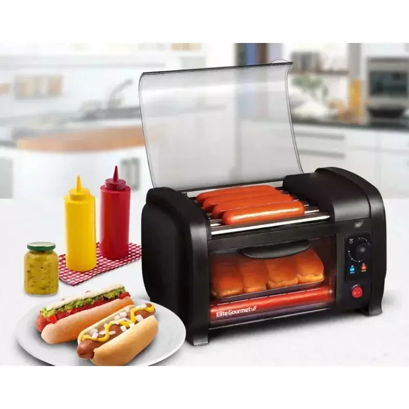 HAOYUNMA Cuisine Hot Dog Roller y horno tostador, negro