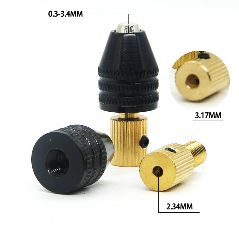Set Chuck bor mikro Mini Universal, Set adaptor mata bor 0.3-3.5mm untuk bor tangan/alat bor listrik 2.35mm 3.17mm