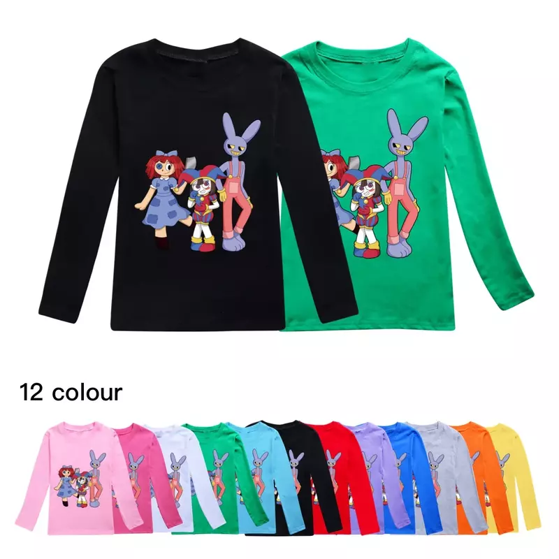2024 Nieuw De Geweldige Digitale Circusmode-Randapparatuur, Katoenen T-Shirts Met Lange Mouwen Voor Jongens En Meisjes Zomersweatshirt
