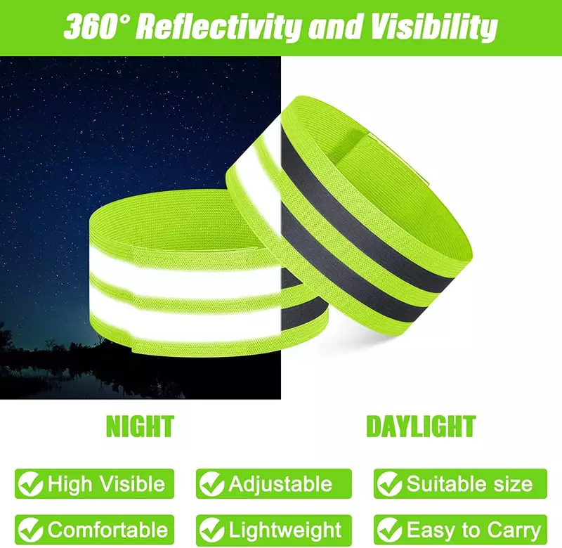 1/2PCS Reflective Bands Elastic Armband Wristband Ankle Leg Straps Kids Safety Reflector Outdoor Night Cycling Jogging Running