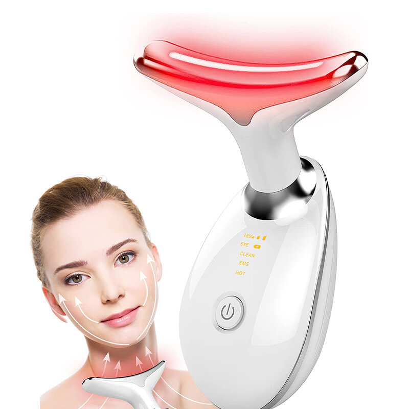 Appareil de massage électrique pour le cou et le visage, 3 modes d'éclairage, raffermissement de la peau, LED, blanc, lifting, beauté