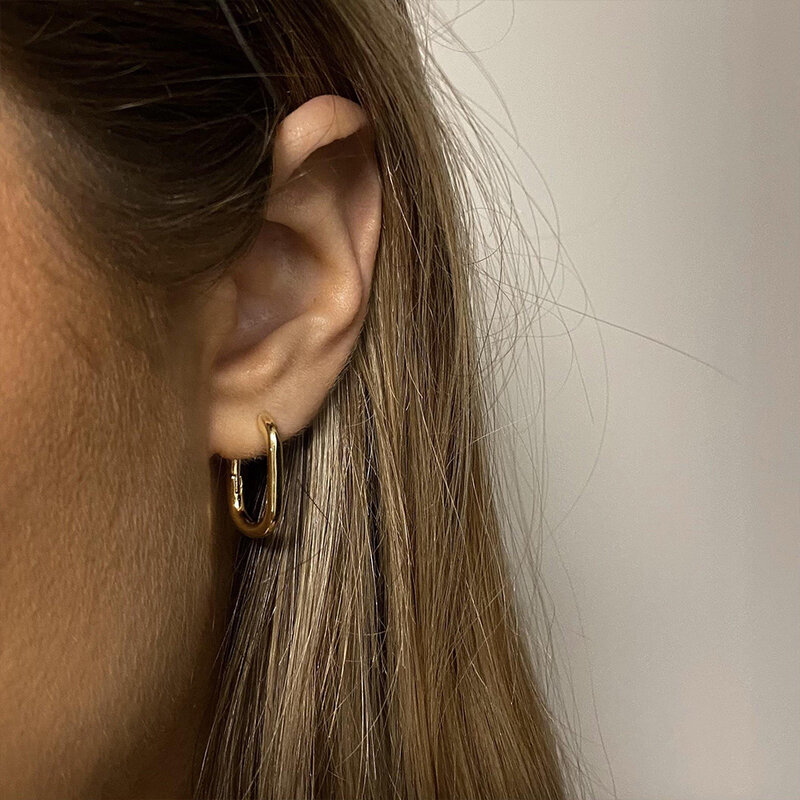 SUNIBI สแตนเลสต่างหูตุ้มหูผู้หญิงป้องกันโรคภูมิแพ้แฟชั่น Vintage Handmade U-Shape ต่างหูวงกลมเครื่องประดับเ...