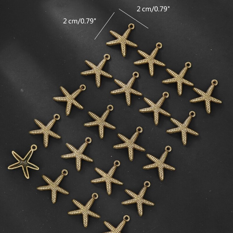 652F 20 CHIẾC Handmade Sao Biển Mặt Dây Kết Nối Màu Vàng Hợp Kim Mặt Dây Trang Sức Kết Nối cho DIY Trang Sức Làm Cho Những Phát