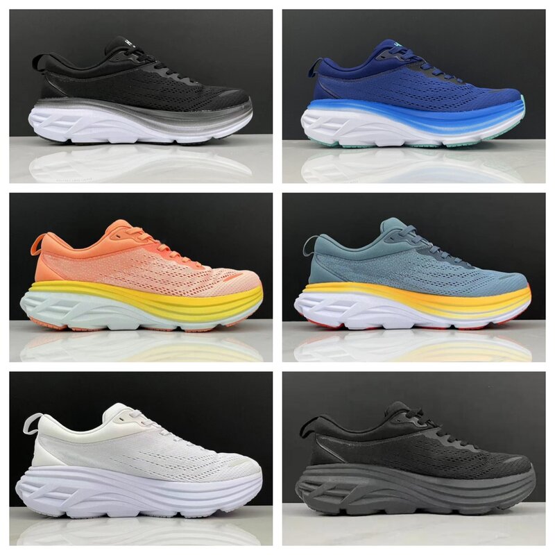 Bondi-8 Wide Running Shoes para Homens e Mulheres, Amortecimento, Maratona, Respirável, Corredores, Ao Ar Livre, Caminhada, Esportes, Casual, Original