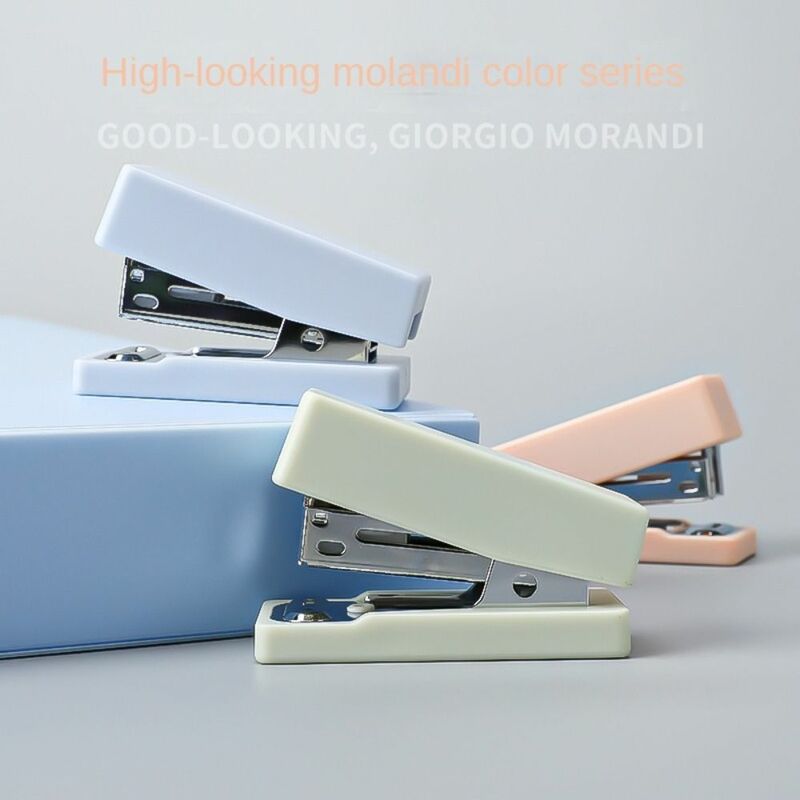 Stapler logam warna Mini Morandi, Set alat tulis mengikat Staples, perlengkapan kantor sekolah siswa 2023