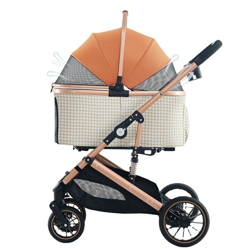 Luxury detachable carrier one hand folding pet stroller dog stroller cat stroller