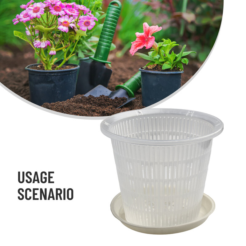 Potenciômetro de plantação de orquídeas controlado por raiz transparente, vaso de plástico com suporte de estomata, 1pc, 11cm, 14cm