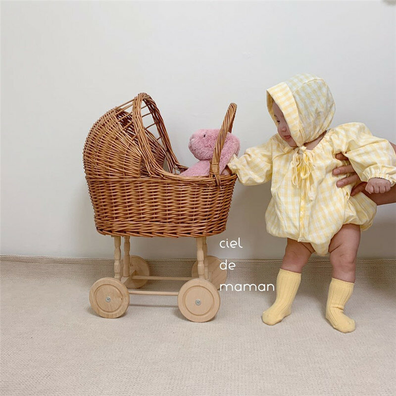Retro rattan boneca carrinho de criança brinquedo estúdio foto adereços carrinho de bebê carrinho de boneca carrinho de bebê decoração do quarto das crianças fingir jogar brinquedos