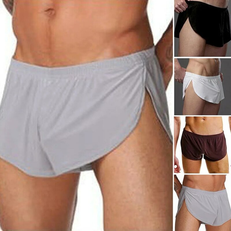 Roupa interior boxer sem costura masculina, dispositivo de medição manual, calções, macio, elegante, shorts