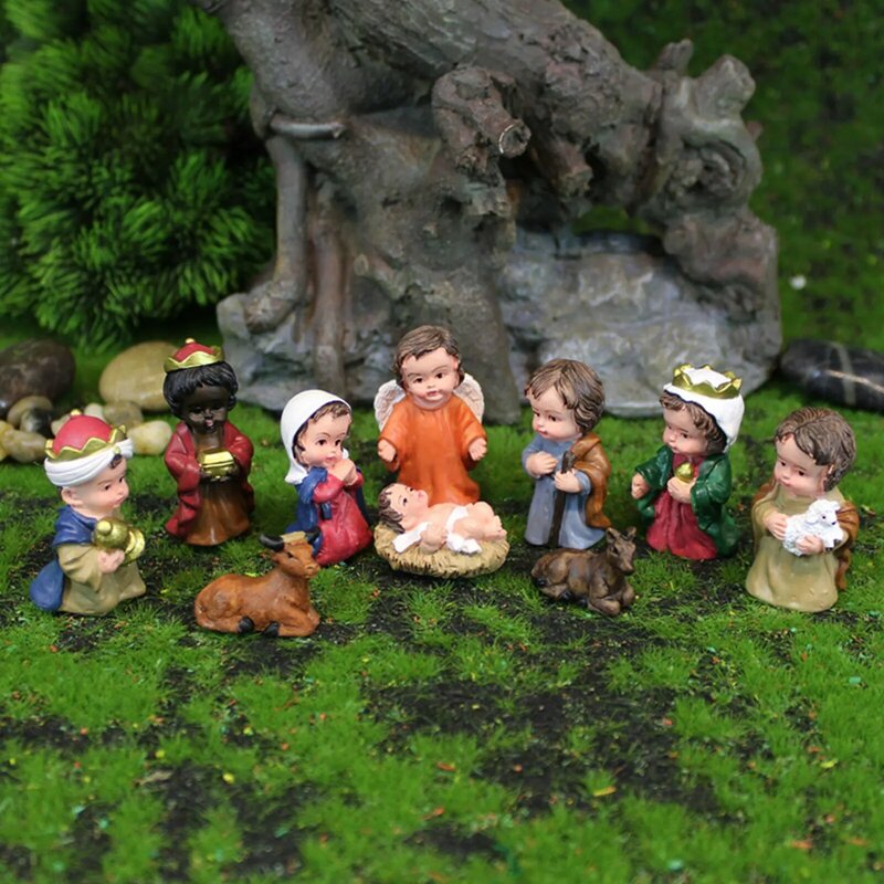 Christ Birth Of พระเยซูเครื่องประดับของขวัญฉากการประสูติงานฝีมือเรซิน Christmas Manger ตกแต่งคาทอลิก Figurines