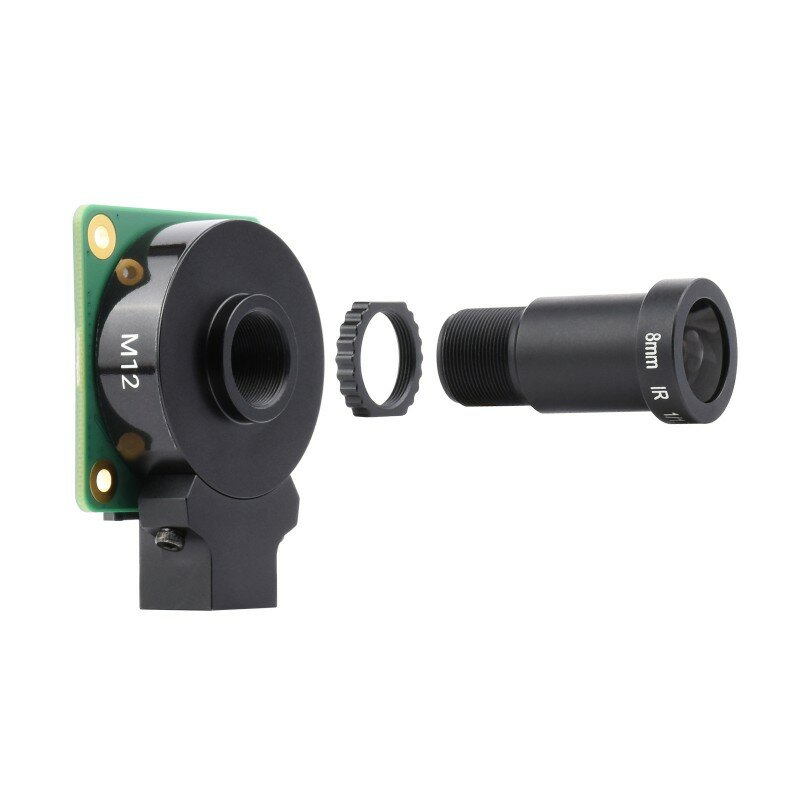 Объектив высокого разрешения Waveshare M12, 12 МП, угол обзора 69,5 °, фокусное расстояние 8 мм, совместим с камерой высокого качества M12 Raspberry Pi
