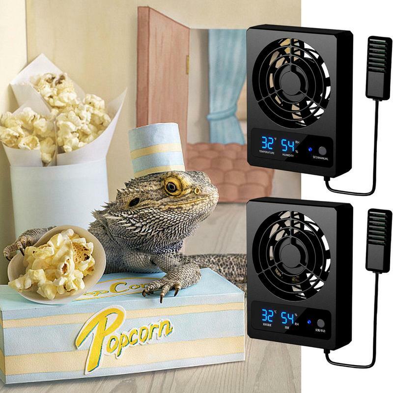 Ventilador de ventilación para carcasa de Reptiles, refrigeración inteligente con pantalla LED, viento fuerte, poco ruido para anfibios, Reptiles, serpientes