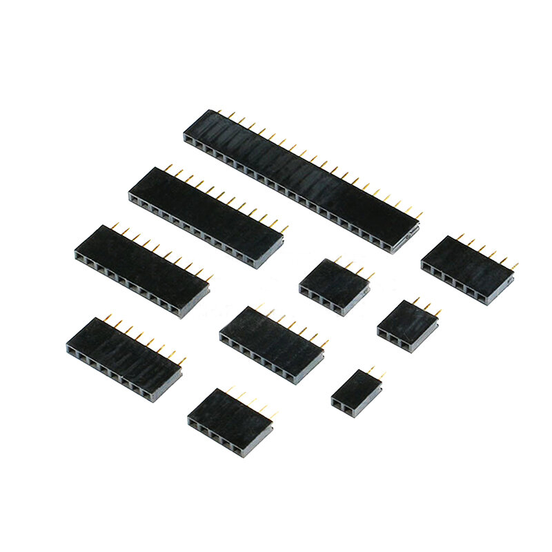 Soquete fêmea do encabeçamento do Pin da única fileira, conector para Arduino, 2.54mm, 1x2P, 3P, 4P, 6P, 8P, 12P, 15P, 20P, 40P, 10 PCes