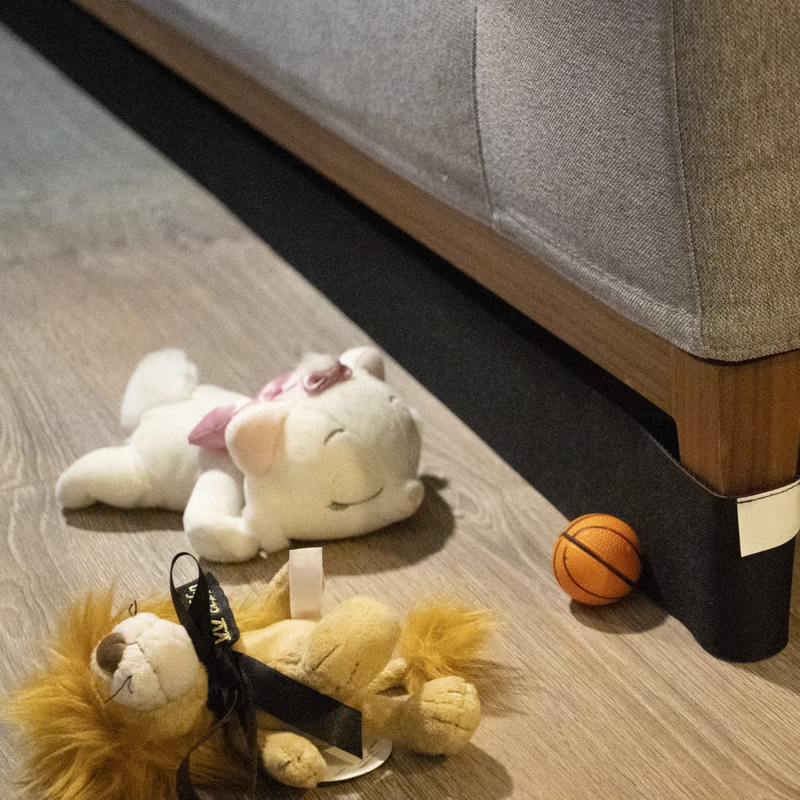 Bloqueador de juguete para sofá, parachoques ajustable, protector de parachoques para evitar que las cosas se deslicen debajo del sofá, Incluye correa adhesiva, 3/6M