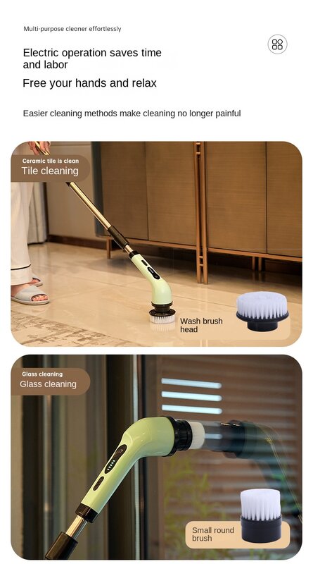 A29Electric Cleaning Brush Multifunctional Household Kitchen and Bathroom Lazy Person Handheld Wireless Powerful   أدوات تنظيف