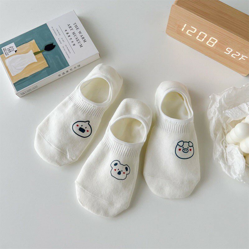 Sokken 5 Paar Schattige Dierenprints Comfortabel Ademend Heren No-Show Sokken Onzichtbare Enkelsokken Heren Gz104