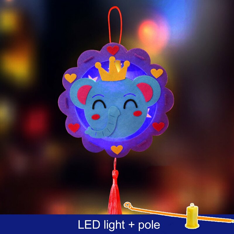 Tragbare Laterne Kindergarten Kinder DIY handgemachte LED Licht Laterne Frühlings fest Neujahr Cartoon Tier Laterne Kinder Spielzeug