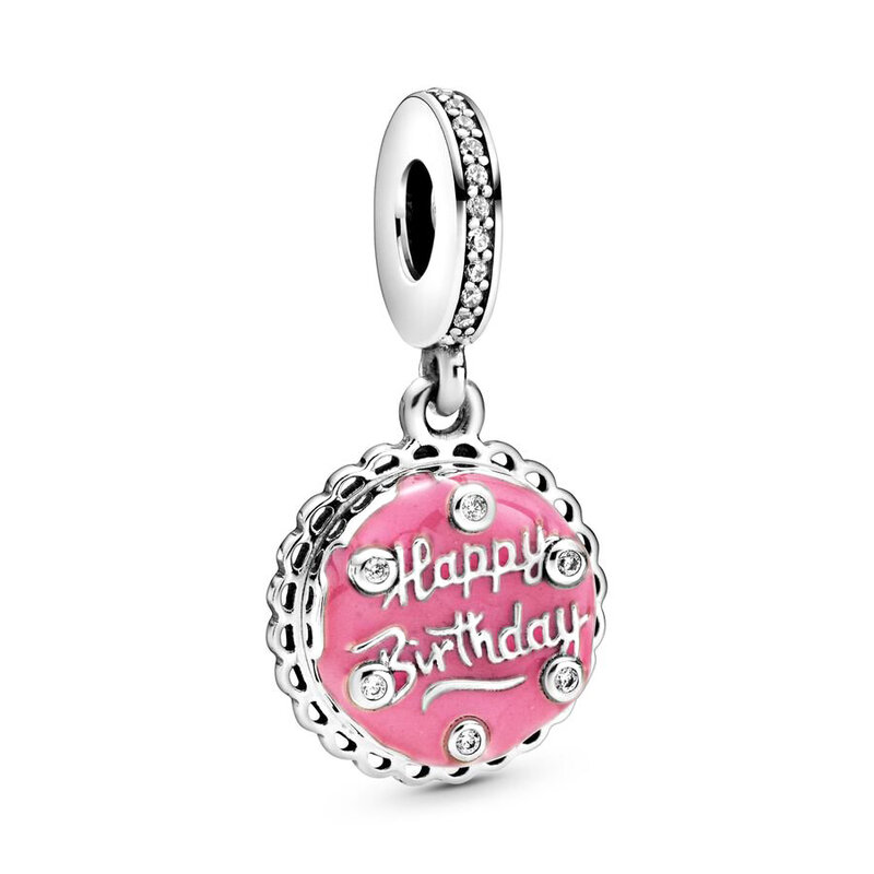 Nowy szczęśliwy urodziny gorący balon dmuchany ciasto i karta urok 925 Sterling srebrny koralik Fit oryginalna bransoletka Pandora damska biżuteria na prezent