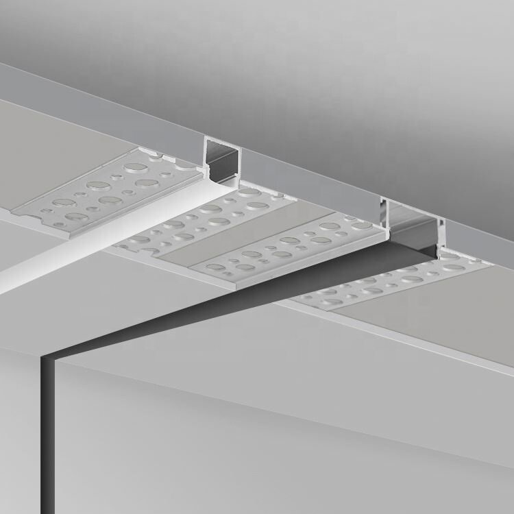 Placas de yeso de perfil de aluminio, cubiertas blancas, perfil LED para tira lineal LED