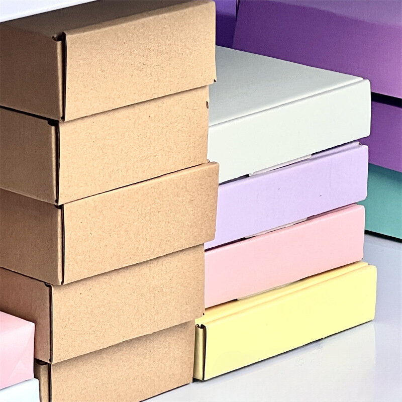 Caja de cartón corrugado, embalaje Simple de Color sólido, coreano, Ins Macaron, para regalo